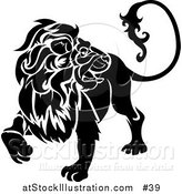 Vector Illustration of a Black Lion Looking Back: Leo, Astrological Sign of the Zodiac by AtStockIllustration