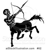 Vector Illustration of a Black Sagittarius Centaur of the Zodiac Shooting an Arrow with a Bow by AtStockIllustration