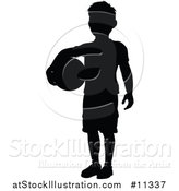 Vector Illustration of a Black Silhouetted Boy Holding a Ball by AtStockIllustration