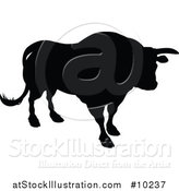 Vector Illustration of a Black Silhouetted Bull Cow by AtStockIllustration