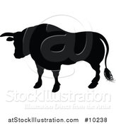 Vector Illustration of a Black Silhouetted Bull Cow by AtStockIllustration