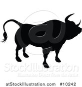 Vector Illustration of a Black Silhouetted Bull Cow by AtStockIllustration