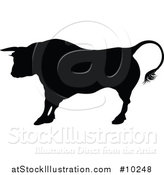 Vector Illustration of a Black Silhouetted Bull Cow by AtStockIllustration