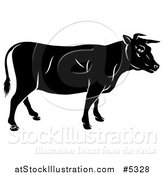 Vector Illustration of a Black Silhouetted Cow in Profile by AtStockIllustration