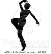 Vector Illustration of a Black Silhouetted Female Hip Hop Dancer by AtStockIllustration