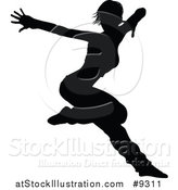 Vector Illustration of a Black Silhouetted Female Hip Hop Dancer by AtStockIllustration