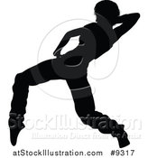 Vector Illustration of a Black Silhouetted Female Hip Hop Dancer by AtStockIllustration