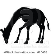 Vector Illustration of a Black Silhouetted Giraffe Grazing by AtStockIllustration