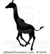 Vector Illustration of a Black Silhouetted Giraffe Running by AtStockIllustration