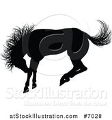 Vector Illustration of a Black Silhouetted Horse Bucking by AtStockIllustration