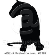 Vector Illustration of a Black Silhouetted Lioness Sitting by AtStockIllustration