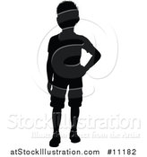 Vector Illustration of a Black Silhouetted Little Boy by AtStockIllustration