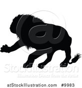 Vector Illustration of a Black Silhouetted Male Lion Attacking by AtStockIllustration