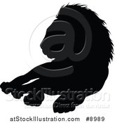 Vector Illustration of a Black Silhouetted Male Lion Resting by AtStockIllustration
