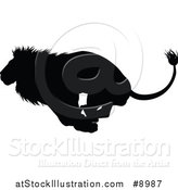 Vector Illustration of a Black Silhouetted Male Lion Running by AtStockIllustration