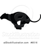 Vector Illustration of a Black Silhouetted Male Lioness Running by AtStockIllustration