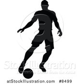 Vector Illustration of a Black Silhouetted Male Soccer Player Athlete in Action by AtStockIllustration