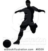 Vector Illustration of a Black Silhouetted Male Soccer Player Athlete in Action by AtStockIllustration