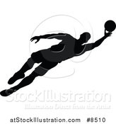 Vector Illustration of a Black Silhouetted Male Soccer Player Athlete in Action by AtStockIllustration