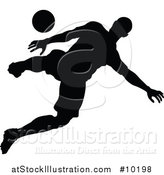 Vector Illustration of a Black Silhouetted Male Soccer Player in Action by AtStockIllustration