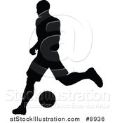 Vector Illustration of a Black Silhouetted Male Soccer Player in Action by AtStockIllustration