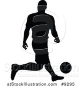 Vector Illustration of a Black Silhouetted Male Soccer Player in Action by AtStockIllustration