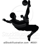 Vector Illustration of a Black Silhouetted Male Soccer Player in Action by AtStockIllustration