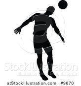 Vector Illustration of a Black Silhouetted Male Soccer Player in Action by AtStockIllustration