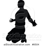 Vector Illustration of a Black Silhouetted Male Soccer Player Kneeling by AtStockIllustration