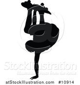 Vector Illustration of a Black Silhouetted Man Skateboarding by AtStockIllustration