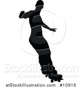 Vector Illustration of a Black Silhouetted Man Skateboarding by AtStockIllustration