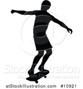 Vector Illustration of a Black Silhouetted Man Skateboarding by AtStockIllustration