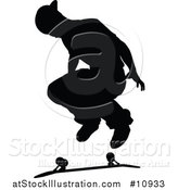 Vector Illustration of a Black Silhouetted Man Skateboarding by AtStockIllustration