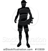 Vector Illustration of a Black Silhouetted Man Skateboarding by AtStockIllustration