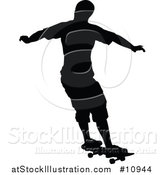 Vector Illustration of a Black Silhouetted Man Skateboarding by AtStockIllustration