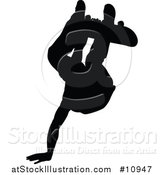 Vector Illustration of a Black Silhouetted Man Skateboarding by AtStockIllustration