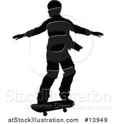 Vector Illustration of a Black Silhouetted Man Skateboarding by AtStockIllustration