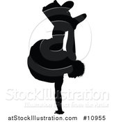 Vector Illustration of a Black Silhouetted Man Skateboarding by AtStockIllustration