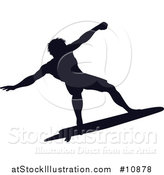 Vector Illustration of a Black Silhouetted Man Surfing by AtStockIllustration