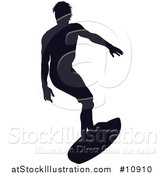 Vector Illustration of a Black Silhouetted Man Surfing by AtStockIllustration