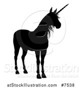 Vector Illustration of a Black Silhouetted Unicorn by AtStockIllustration