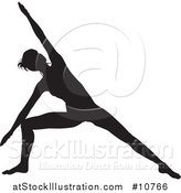 Vector Illustration of a Black Silhouetted Woman in a Yoga Pose by AtStockIllustration