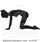 Vector Illustration of a Black Silhouetted Woman in a Yoga Pose by AtStockIllustration