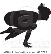 Vector Illustration of a Black Silhouetted Woman in a Yoga Pose by AtStockIllustration