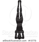 Vector Illustration of a Black Silhouetted Woman in a Yoga Pose by AtStockIllustration