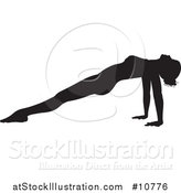 Vector Illustration of a Black Silhouetted Woman in a Yoga Pose by AtStockIllustration