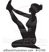 Vector Illustration of a Black Silhouetted Woman in a Yoga Pose by AtStockIllustration