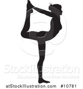 Vector Illustration of a Black Silhouetted Woman in a Yoga Pose by AtStockIllustration