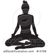 Vector Illustration of a Black Silhouetted Woman in a Yoga Pose by AtStockIllustration