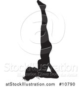 Vector Illustration of a Black Silhouetted Woman in a Yoga Pose by AtStockIllustration